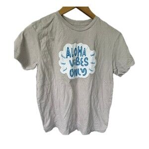 Unbranded Aloha Vibes Only 100% Cotton Youth Crew Neck Hawaiian T-Shirt L